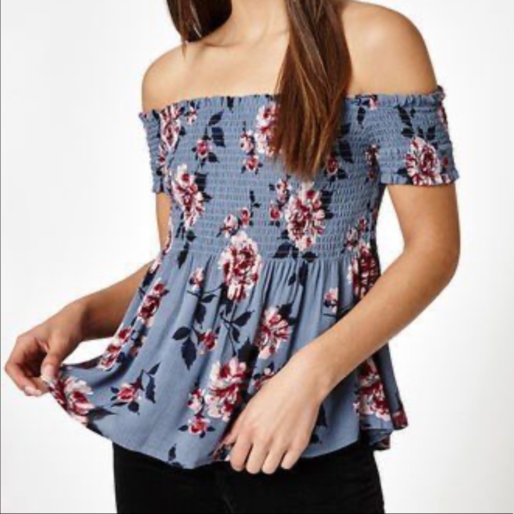Floral Smocked Off the Shoulder Top